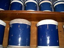 Selection of blue drug jars