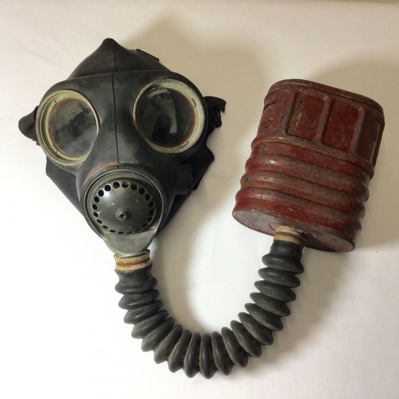 wearing ww2 gas mask