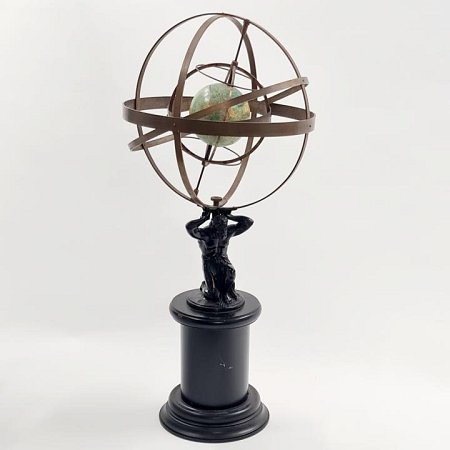 Brass Armillary Sohere With Kneeling Atlas Base