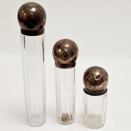 Glass Bottles With Silver Lids (each)