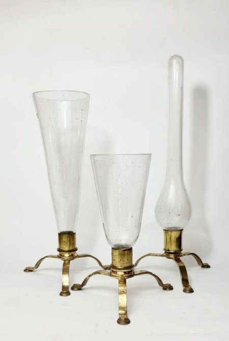 Glass Vessels On Brass Stands (priced individually)