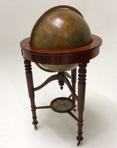 Antique globe on stand.